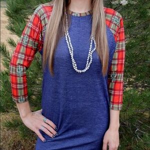 Blue w/ red plaid sleeve Crazy Train baseball